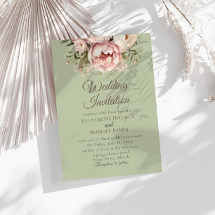 Faire invitation de mariage au vert sauge élégant