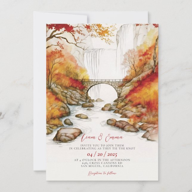 Faire invitation de mariage automnal avec feuilles (Devant)