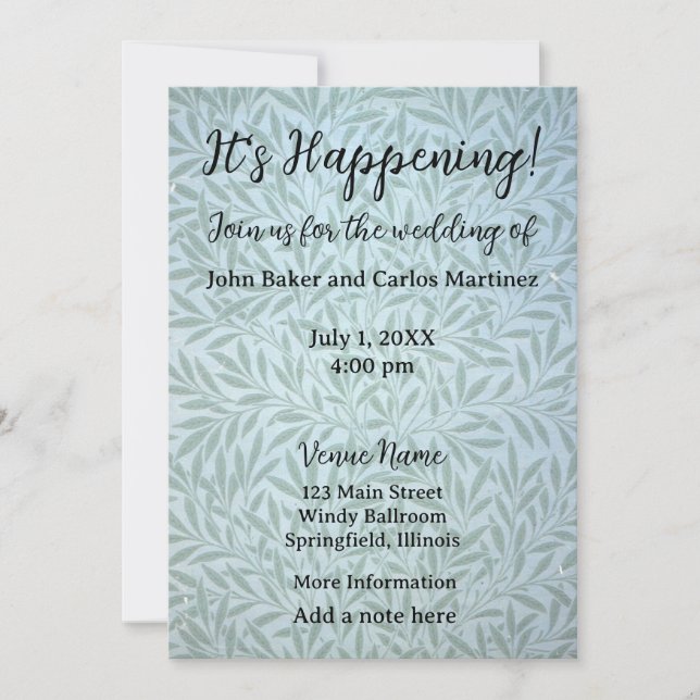 Faire invitation de mariage aux feuilles délicates (Devant)