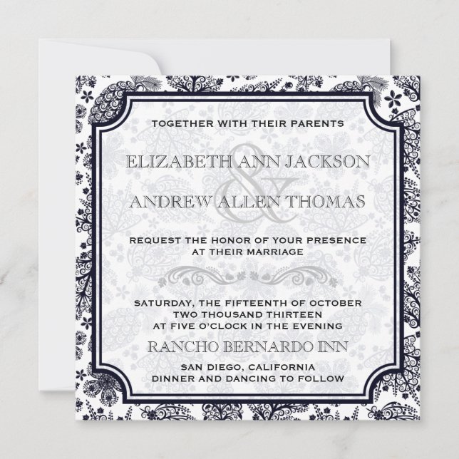Faire invitation de mariage aux feuilles en dentel (Devant)