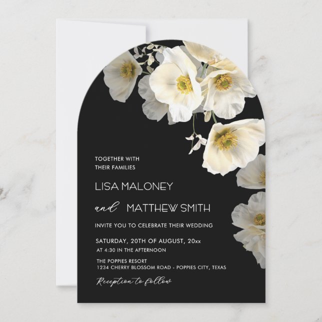 Faire invitation de mariage aux fleurs blanches (Devant)