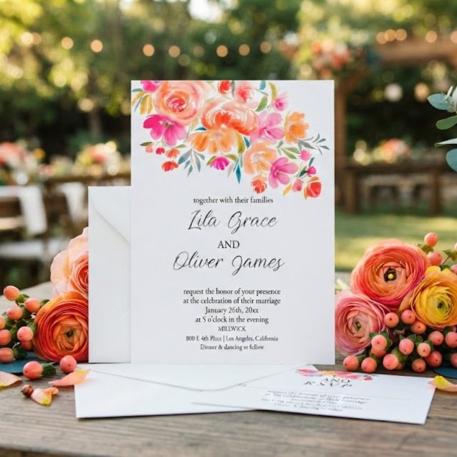 Faire invitation de mariage aux fleurs sauvages (Créateur téléchargé)