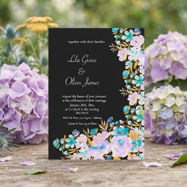 Faire invitation de mariage aux fleurs sauvages él (Créateur téléchargé)