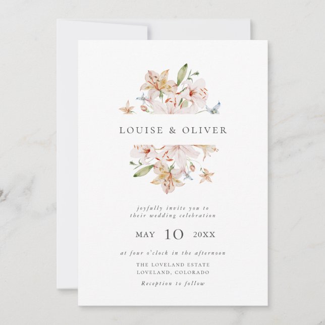 Faire invitation de mariage aux fleurs sauvages él (Devant)
