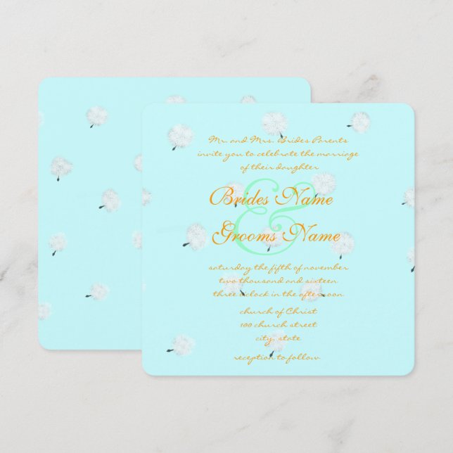 Faire invitation de mariage aux pissenlits (Devant / Derrière)