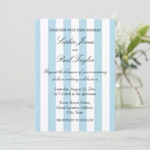 Faire invitation de mariage aux rayures bleues pâl