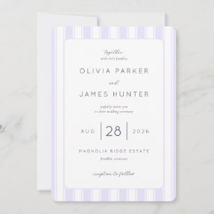 Faire invitation de mariage aux rayures lavande él