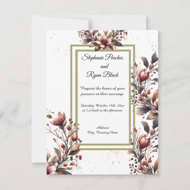 Faire invitation de mariage avec accent or Magnoli (Devant)