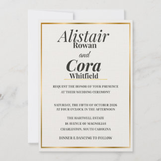 Faire invitation de mariage avec bordure dorée | M