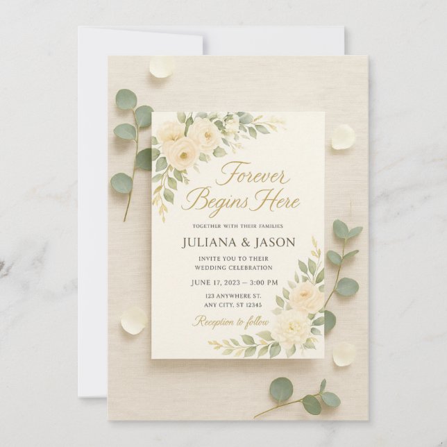 Faire invitation de mariage avec des pivoines ivoi (Devant)