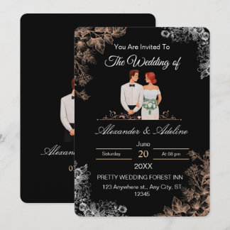 Faire invitation de mariage avec fleurs sombres