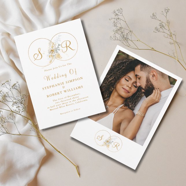 Faire invitation de mariage avec monogramme en or  (Créateur téléchargé)