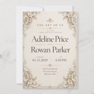Faire invitation de mariage baroque perle d'ivoire