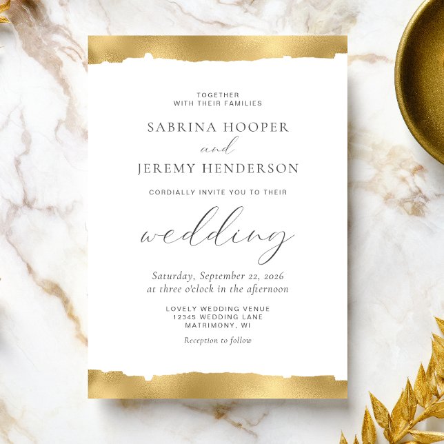 Faire invitation de mariage blanc avec tranche dor (Créateur téléchargé)