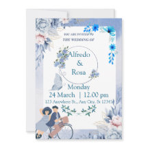 Faire invitation de mariage bleu - Classique et in