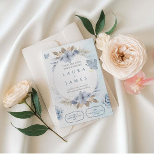 Faire invitation de mariage bleu floral avec colom