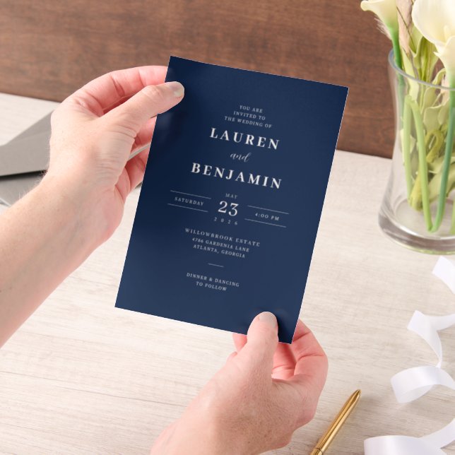 Faire invitation de mariage bleu marine (Ordinateur de poche)