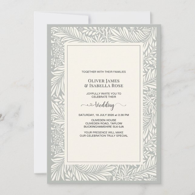 Faire invitation de mariage bleu marine – Poème de (Devant)