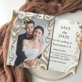 "Faire invitation de mariage botanique dorée éléga