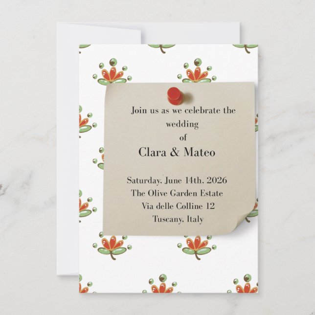 Faire invitation de mariage botanique, flore neutr (Devant)