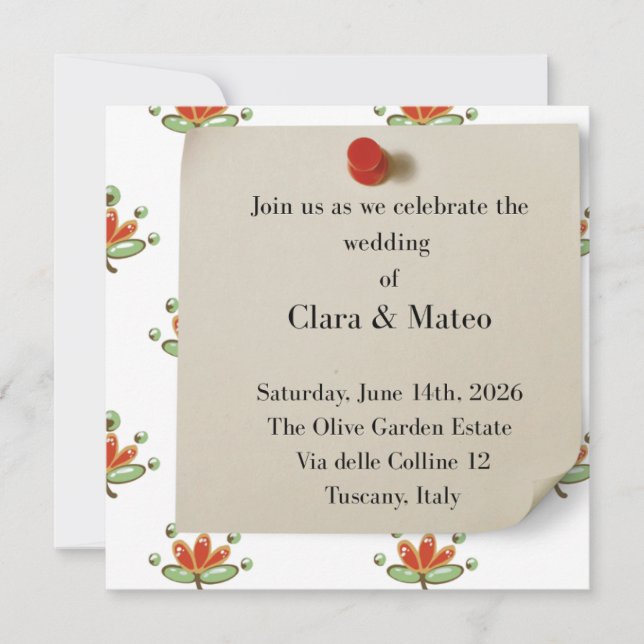 Faire invitation de mariage botanique flore neutre (Devant)