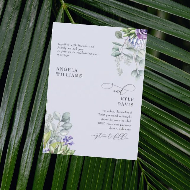 Faire invitation de mariage botanique lavande (Créateur téléchargé)