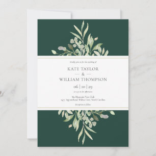 Faire invitation de mariage botanique vert émeraud