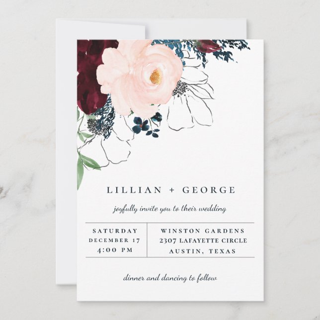 Faire invitation de mariage bouquet floral automna (Devant)
