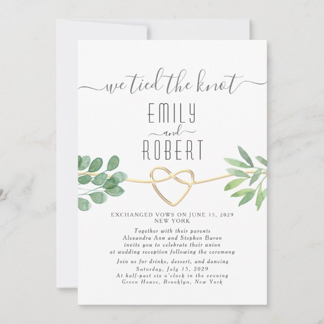 Faire invitation de mariage calligraphie et verdur (Devant)