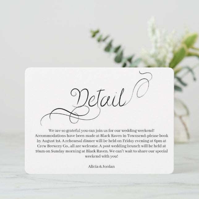 Faire invitation de mariage calligraphié minimalis (Debout devant)