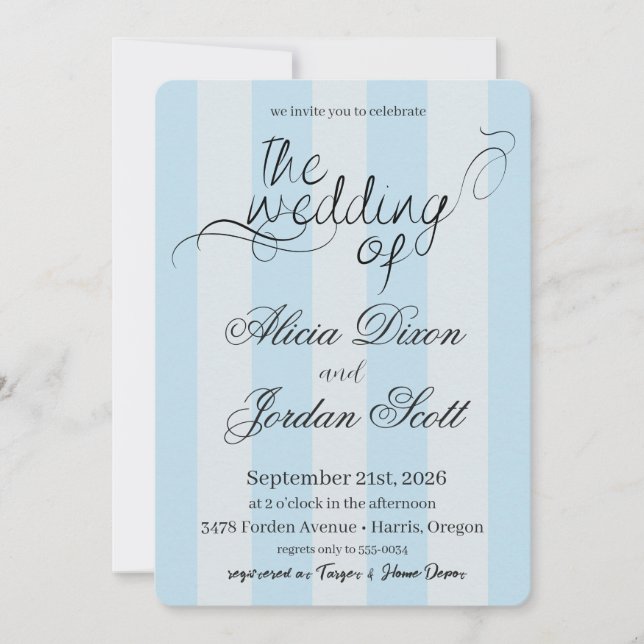 Faire invitation de mariage calligraphié minimalis (Devant)