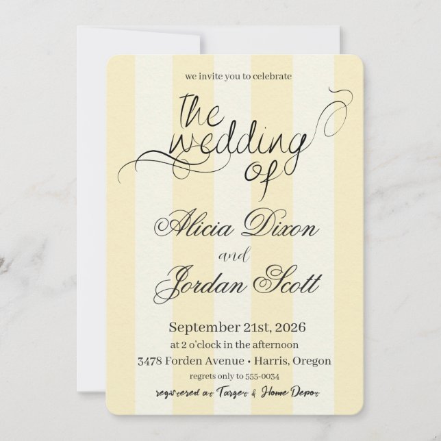 Faire invitation de mariage calligraphié minimalis (Devant)