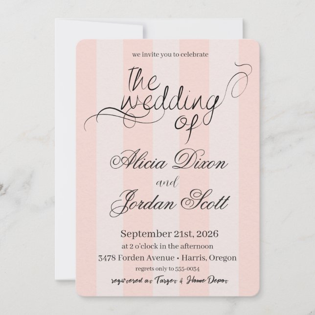 Faire invitation de mariage calligraphié minimalis (Devant)