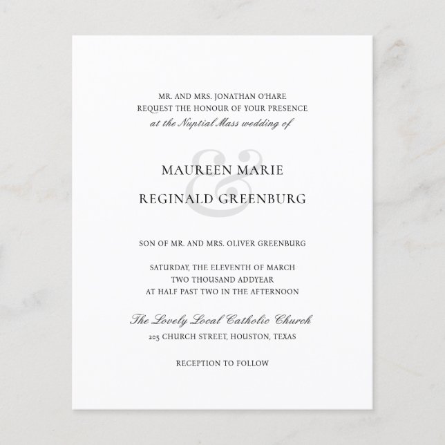 Faire invitation de mariage catholique à petit bud (Devant)