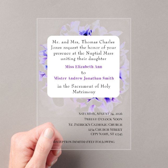Faire invitation de mariage catholique aux violett (In situ (ordinateur de poche))