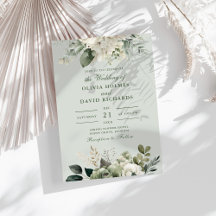 Faire invitation de mariage classique floral vert 