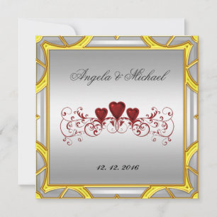 Faire invitation de mariage coeurs rouges blancs é