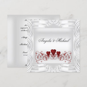 Faire invitation de mariage Cœurs Rouges Blancs Él