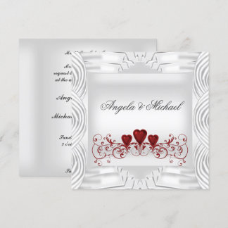 Faire invitation de mariage Cœurs Rouges Blancs Él