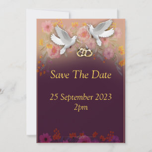 Faire invitation de mariage, colombes et anneaux v