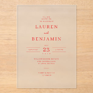 Faire invitation de mariage corail crème