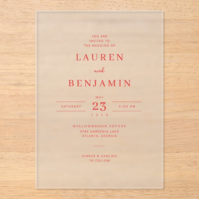 Faire invitation de mariage corail crème (Recto)