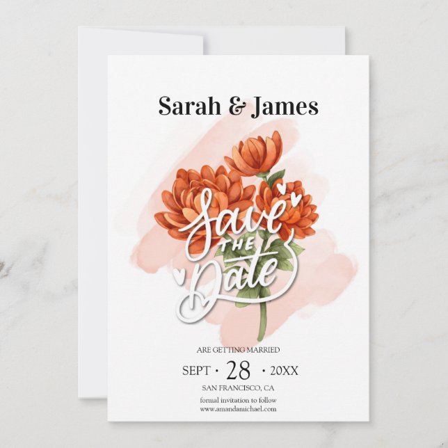 Faire invitation de mariage d'automne avec motif f (Devant)