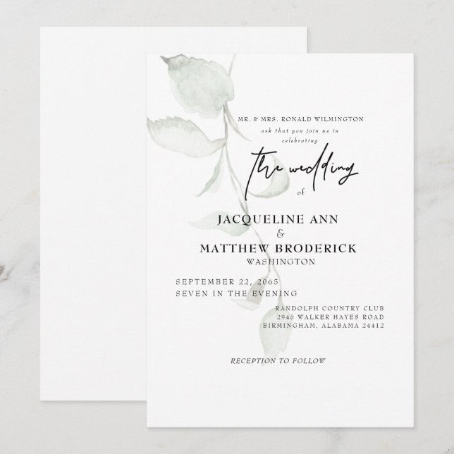 Faire invitation de mariage des parents de la mari (Devant / Derrière)