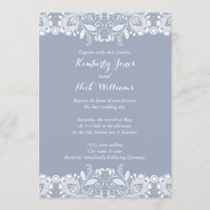 Faire invitation de mariage Dusty Blue en dentelle