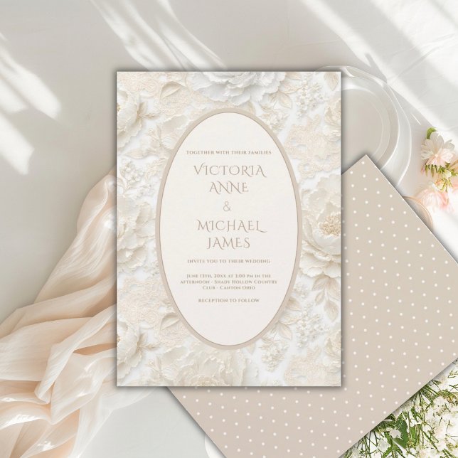 Faire invitation de mariage élégant vintage blanc  (Créateur téléchargé)