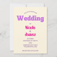 Faire invitation de mariage élégante moderne pêche