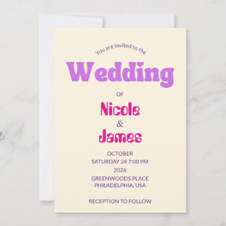 Faire invitation de mariage élégante moderne pêche