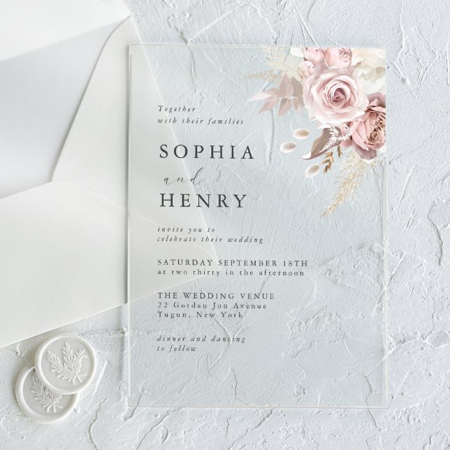 Faire invitation de mariage en acrylic avec fleurs (Créateur téléchargé)