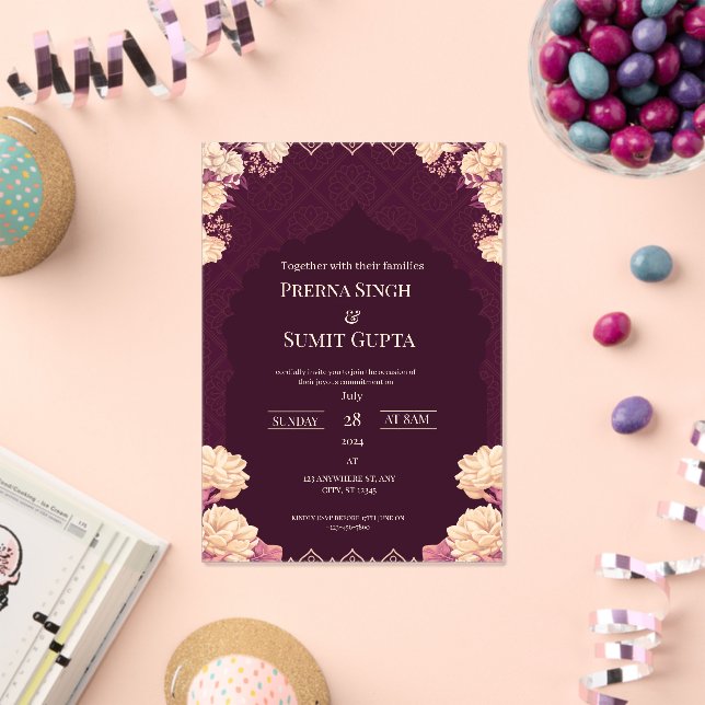 Faire invitation de mariage en acrylique violet fo (Insitu (Célébration))